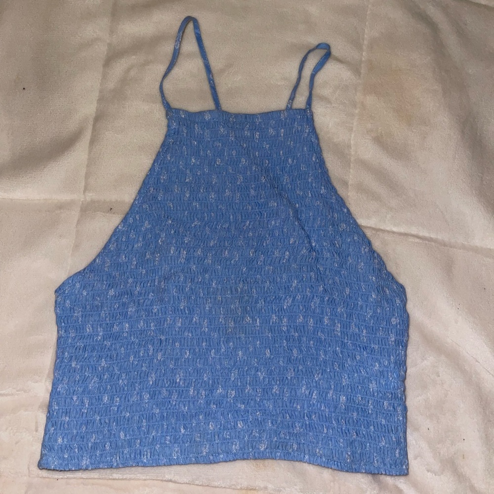 blue halter top